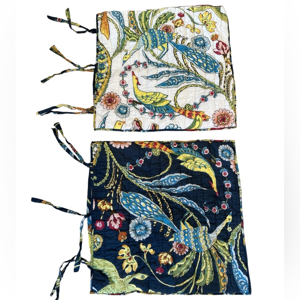 Pottery Barn Rita Bird Euro Shams pillow shams reversible design peacocks